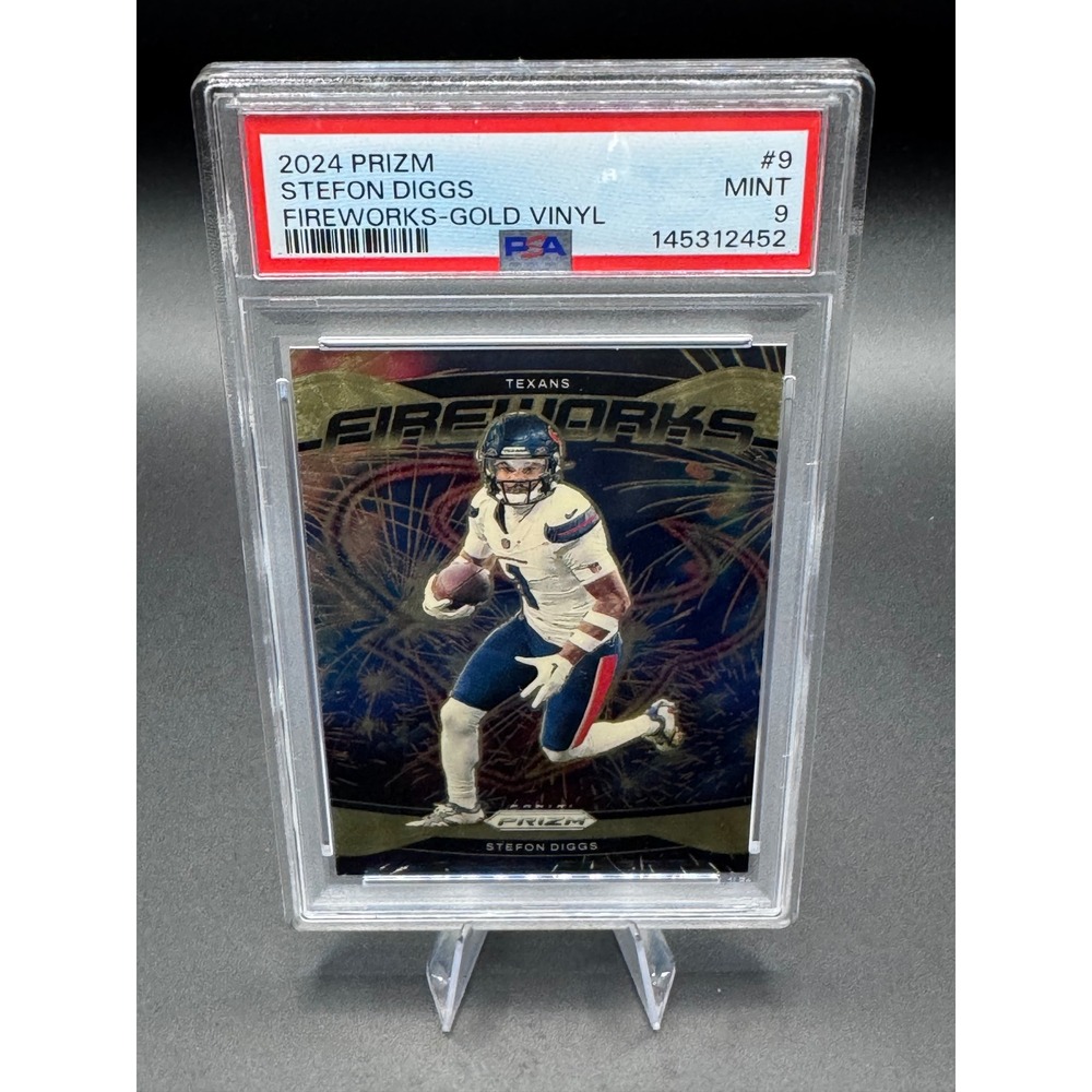 2024 Panini Prizm Stefon Diggs Fireworks Gold Vinyl 1/5 PSA 9 Mint Texans #9
